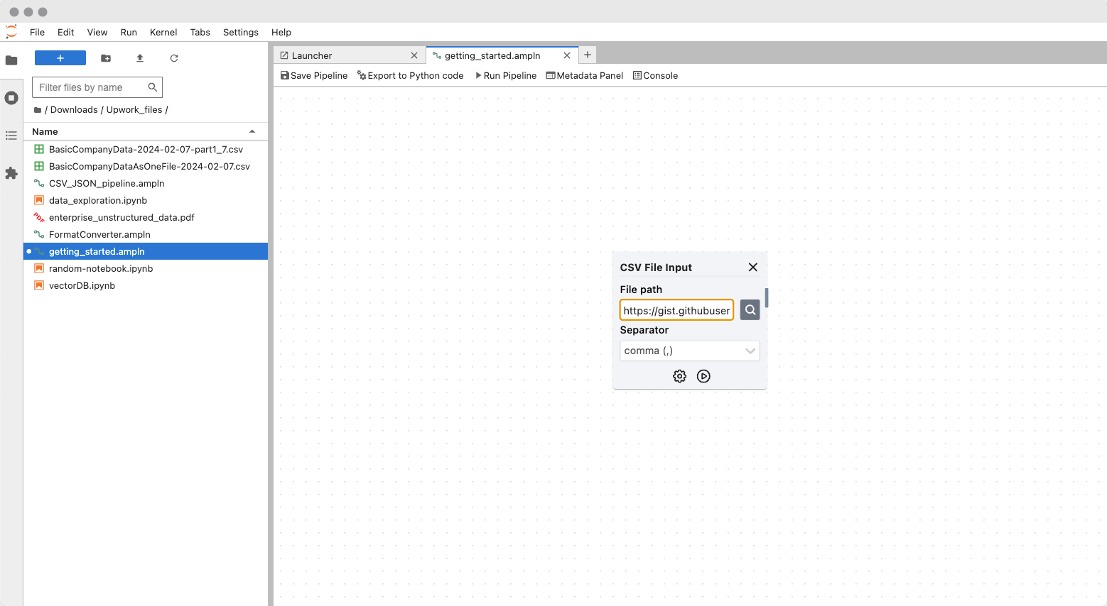 Amphi Add CSV Input